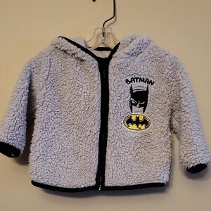 Batman embrodiered grey fleece zip up sweater